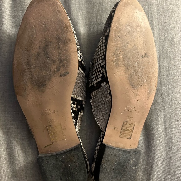 J Crew Black White Academy Snakeskin Embossed Penny Loafer Mule - Picture 3 of 6